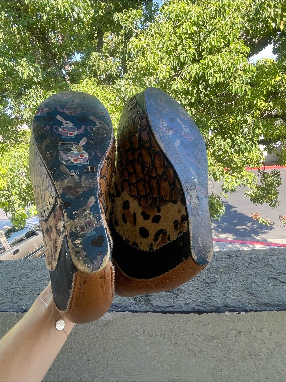 Leather Extremely Rare Irregular Choice Animal Print Wedge Platform Heels 7.5 - Picture 6 of 9